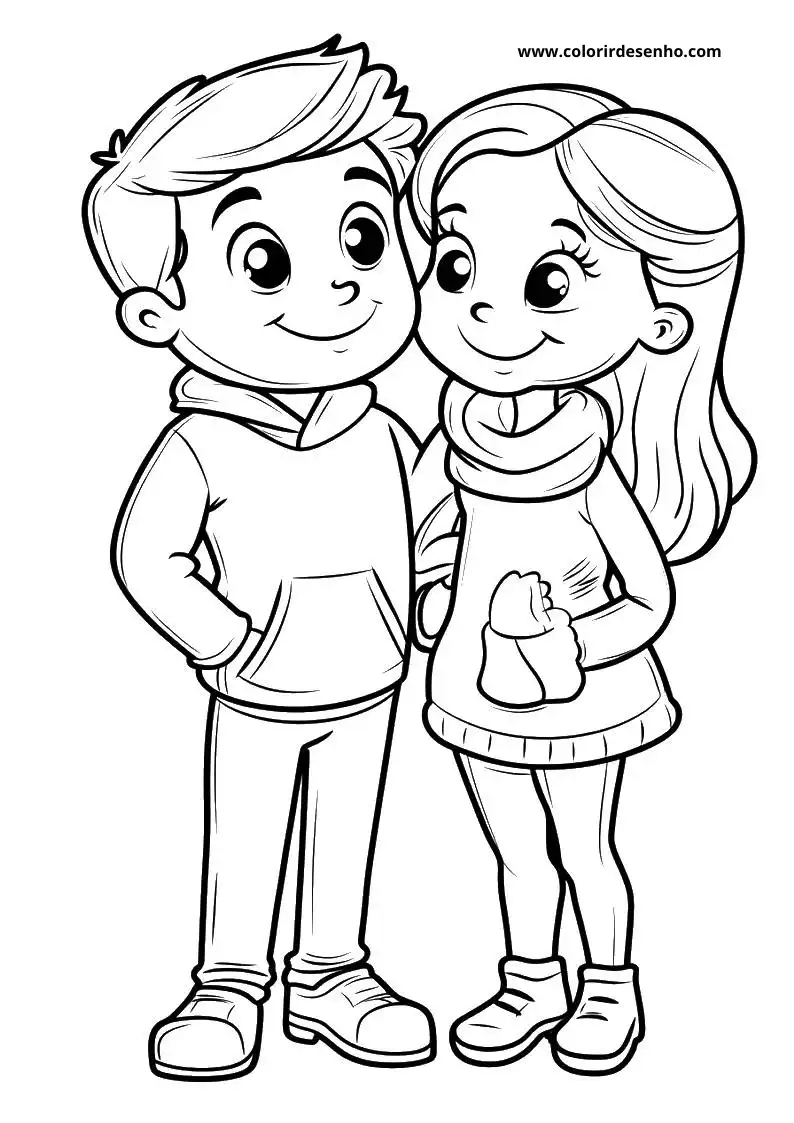 Couples Coloring Page Outline 3