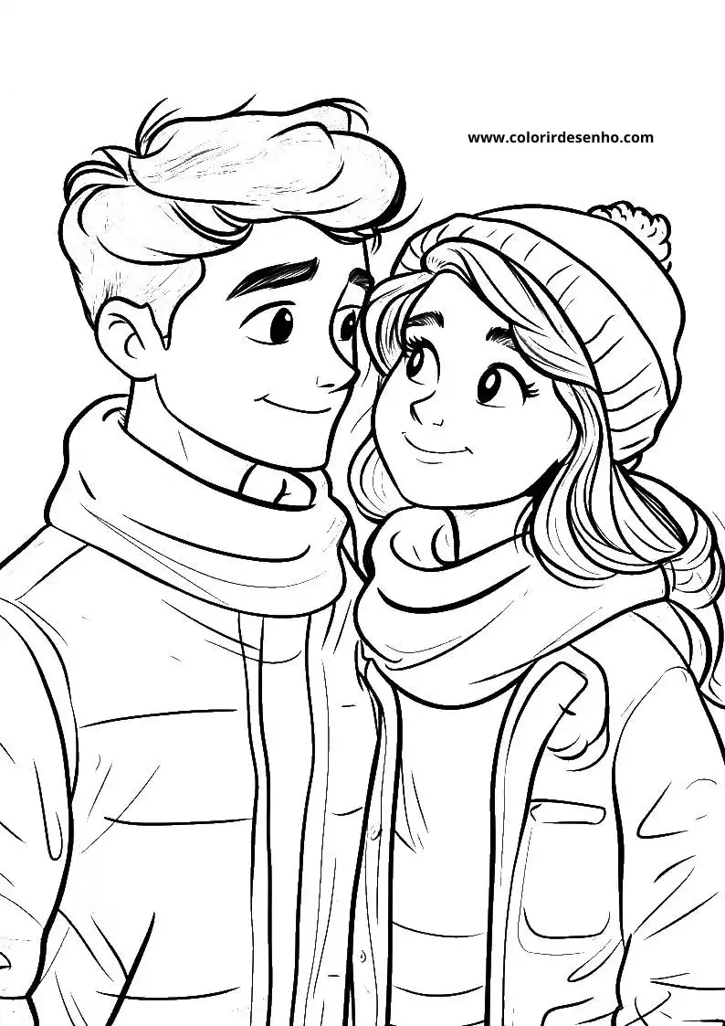 Couples Coloring Page Outline 4