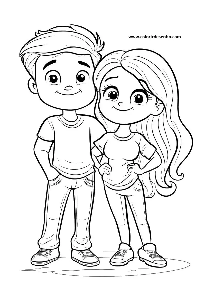 Couples Coloring Page Outline 5
