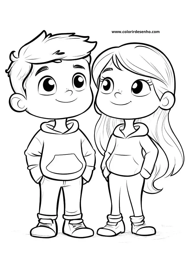 Couples Coloring Page Outline 6