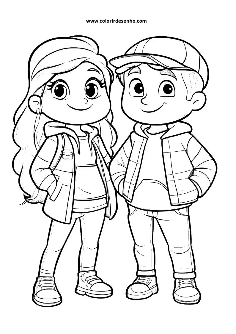 Couples Coloring Page Outline 9