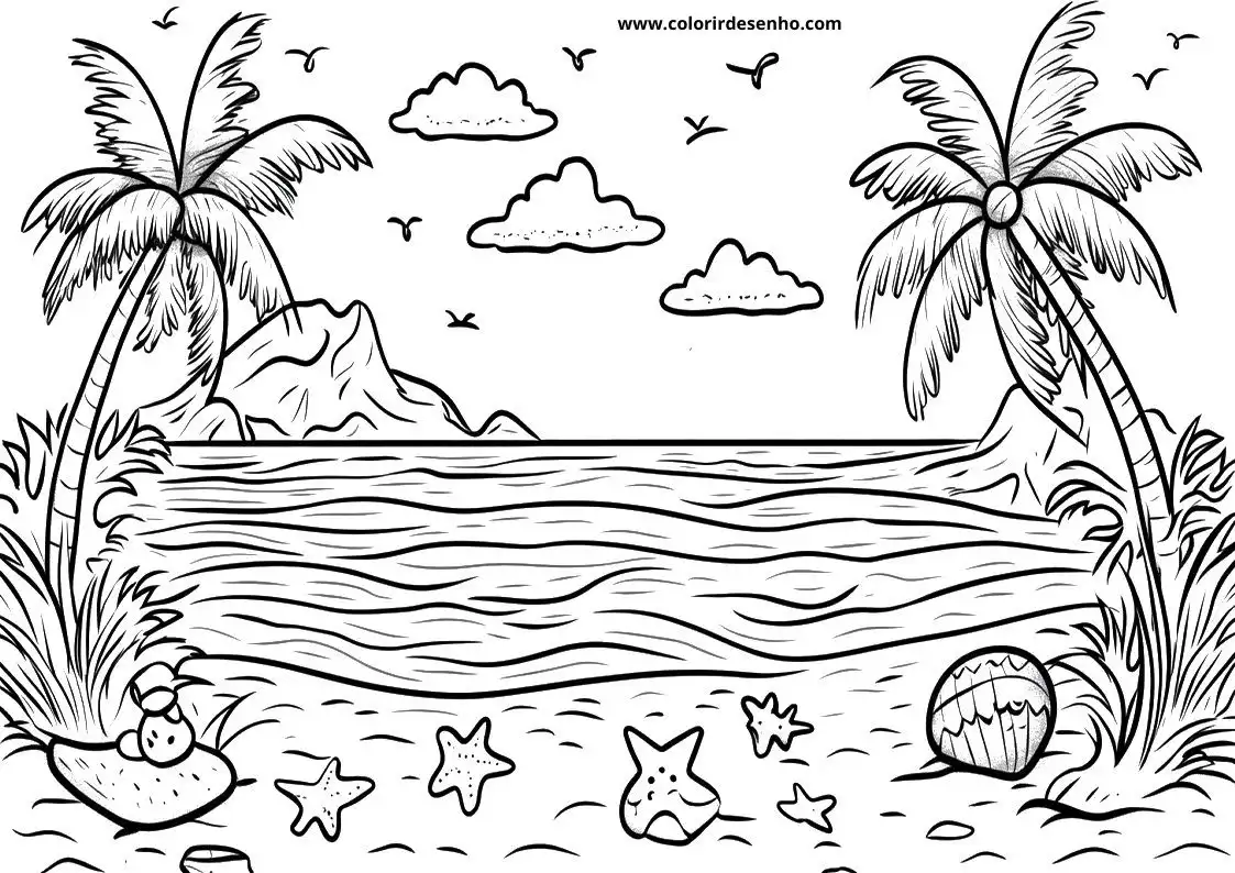 Cute Beach Coloring Pages 2