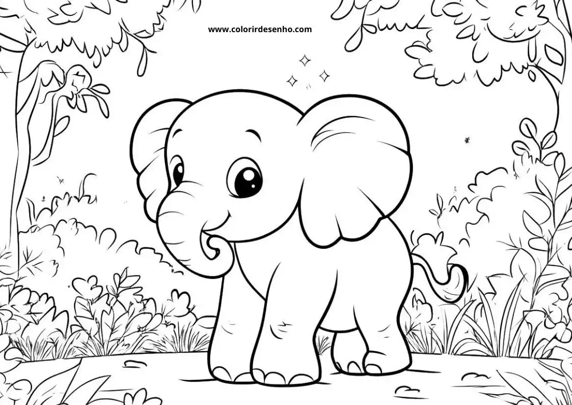 Cute Elephant Coloring Pages 1