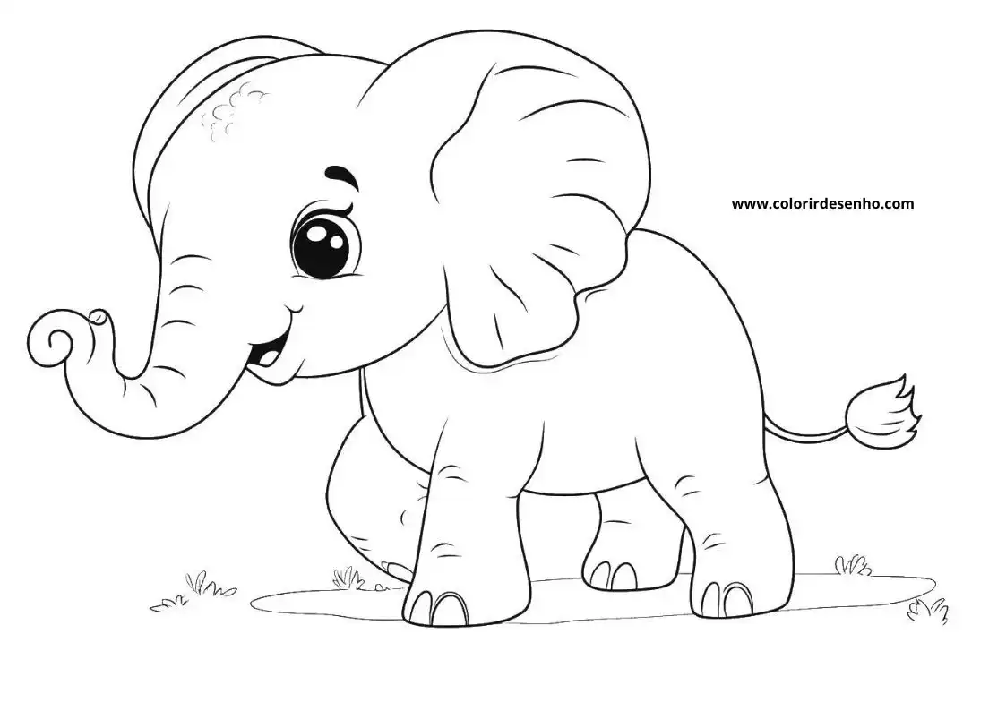 Cute Elephant Coloring Pages 2