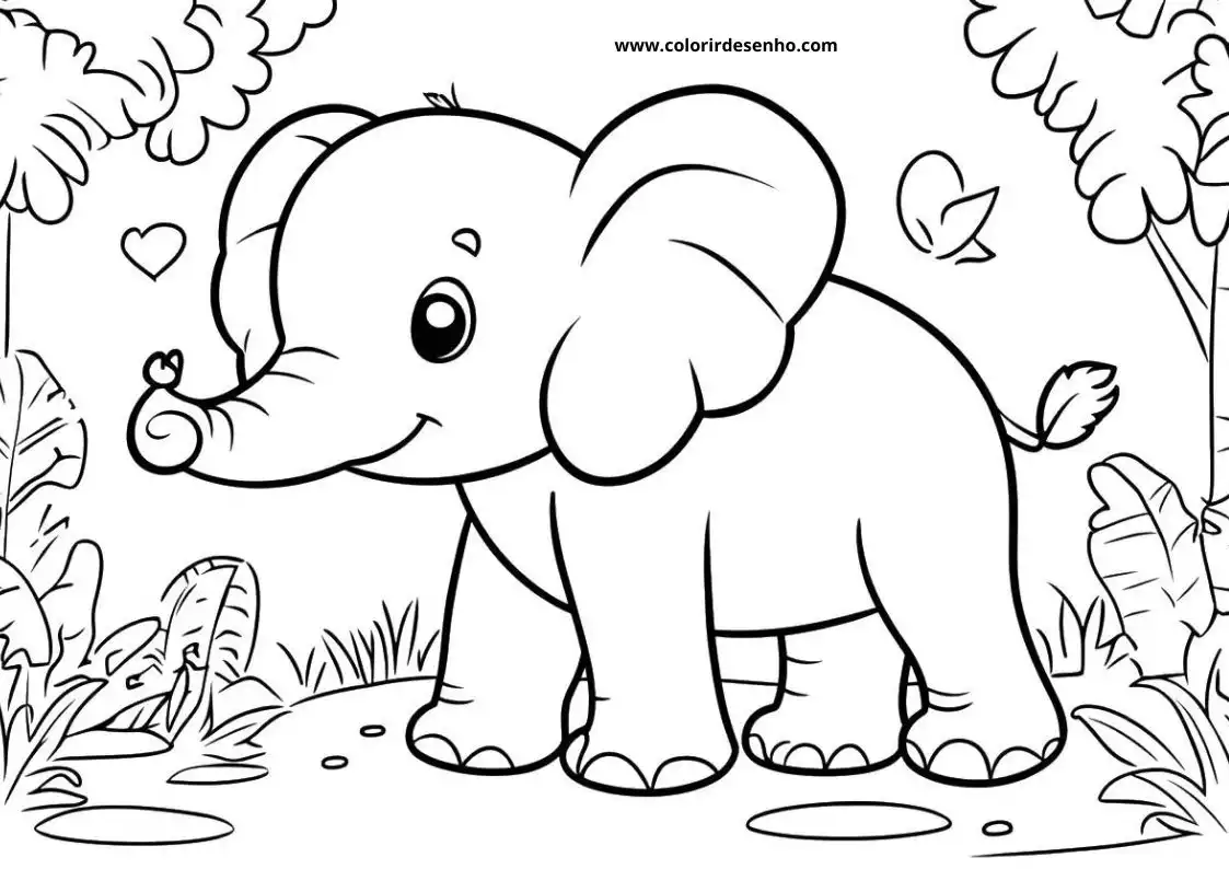 Cute Elephant Coloring Pages 6