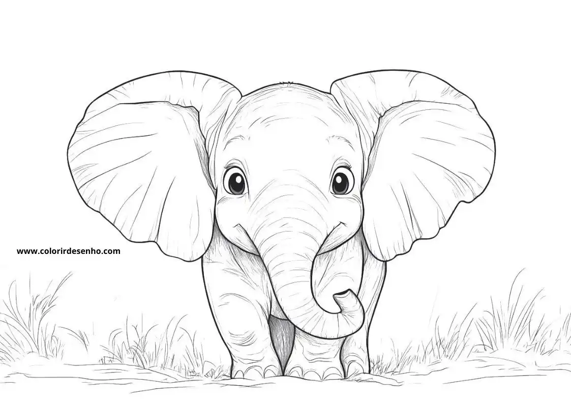 Cute Elephant Coloring Pages 8