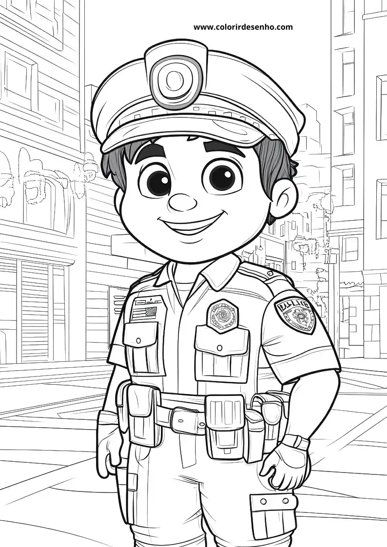 Cute Police Coloring Pages 4