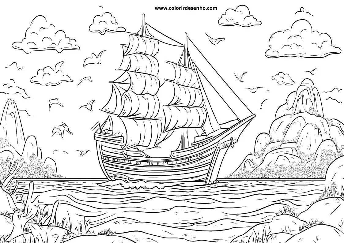 Download Free Printable Boat Coloring Pages For Kids And Adults 5