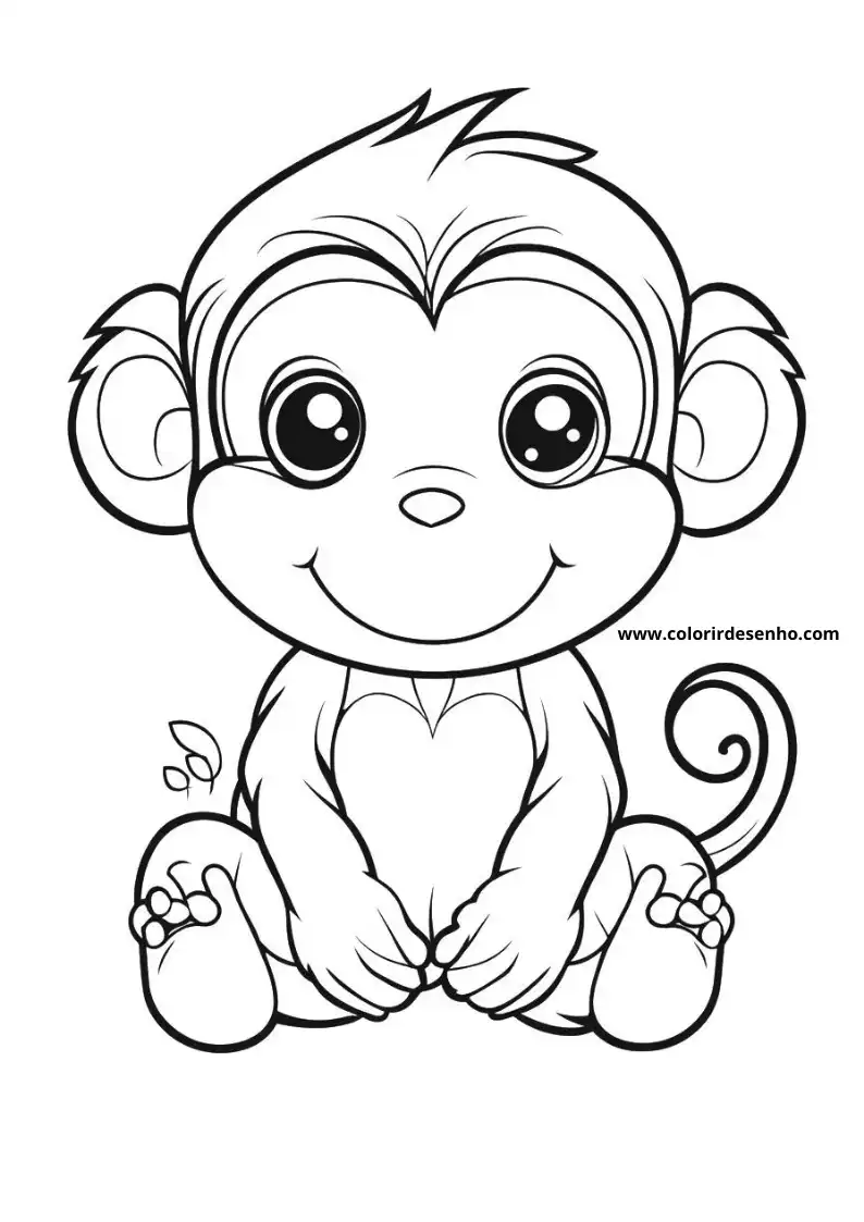 Educational Monkey Coloring Pages 1