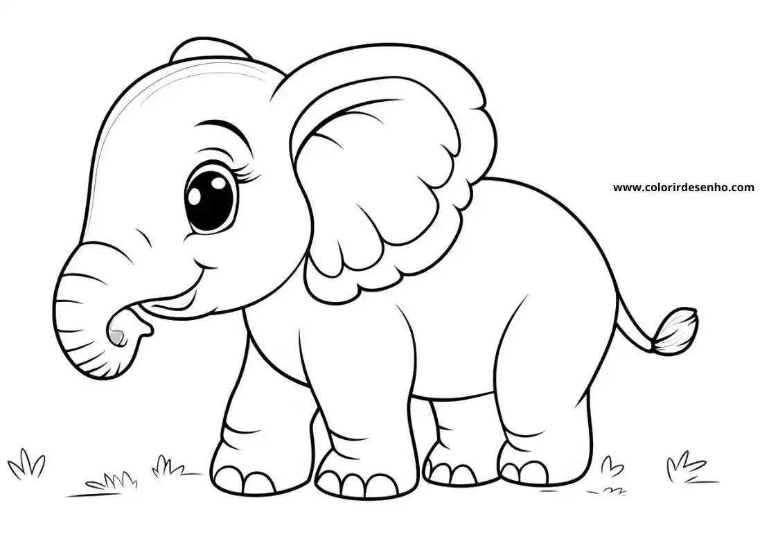 Elephant Coloring Page Outline 1