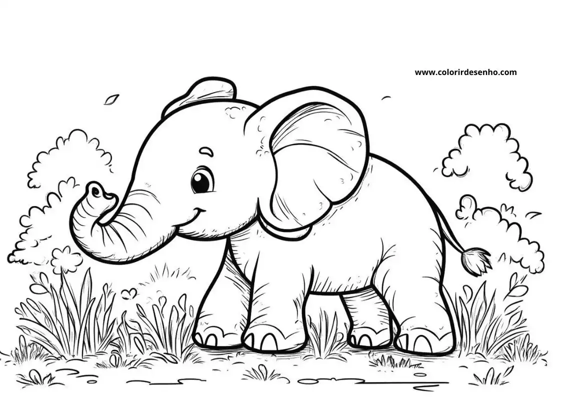 Elephant Coloring Page Outline 2
