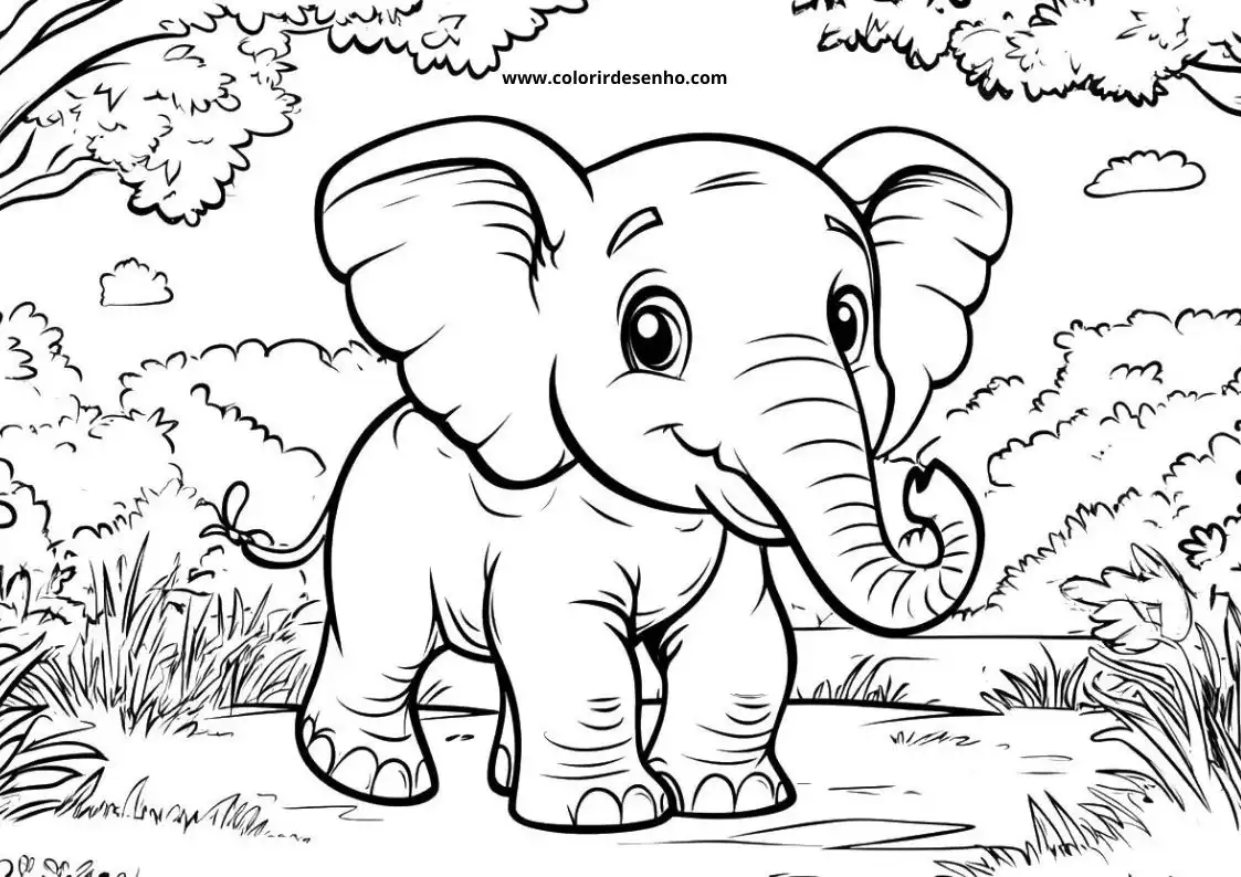 Elephant Free Printable Coloring Pages 4