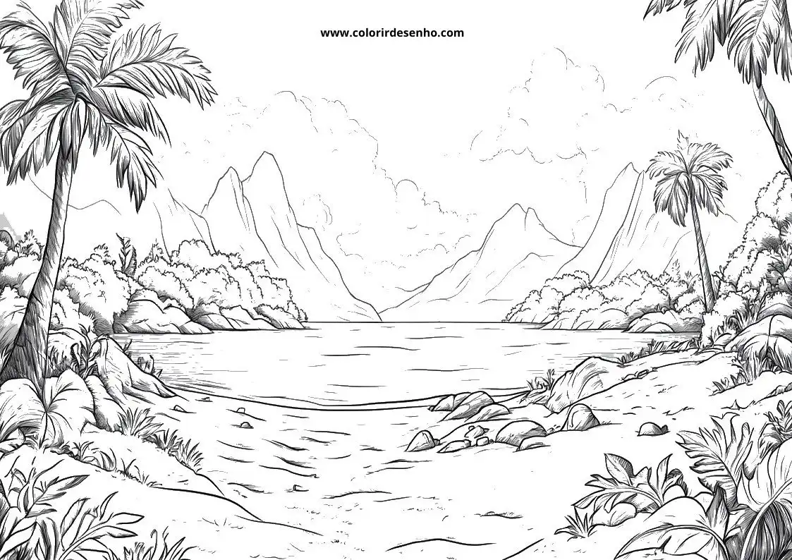 Free Beach Coloring Pages Download 1