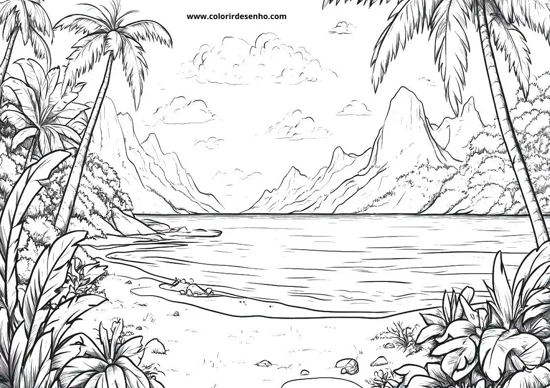 Free Beach Coloring Pages Download 3