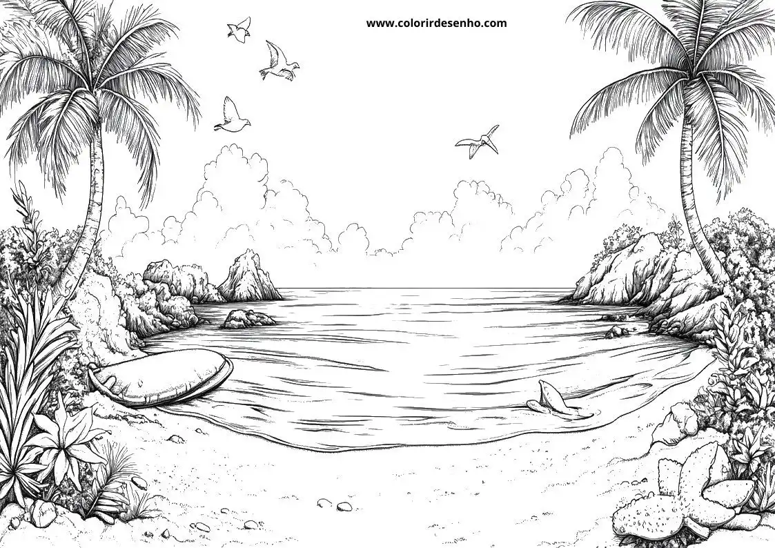 Free Beach Coloring Pages Download 8
