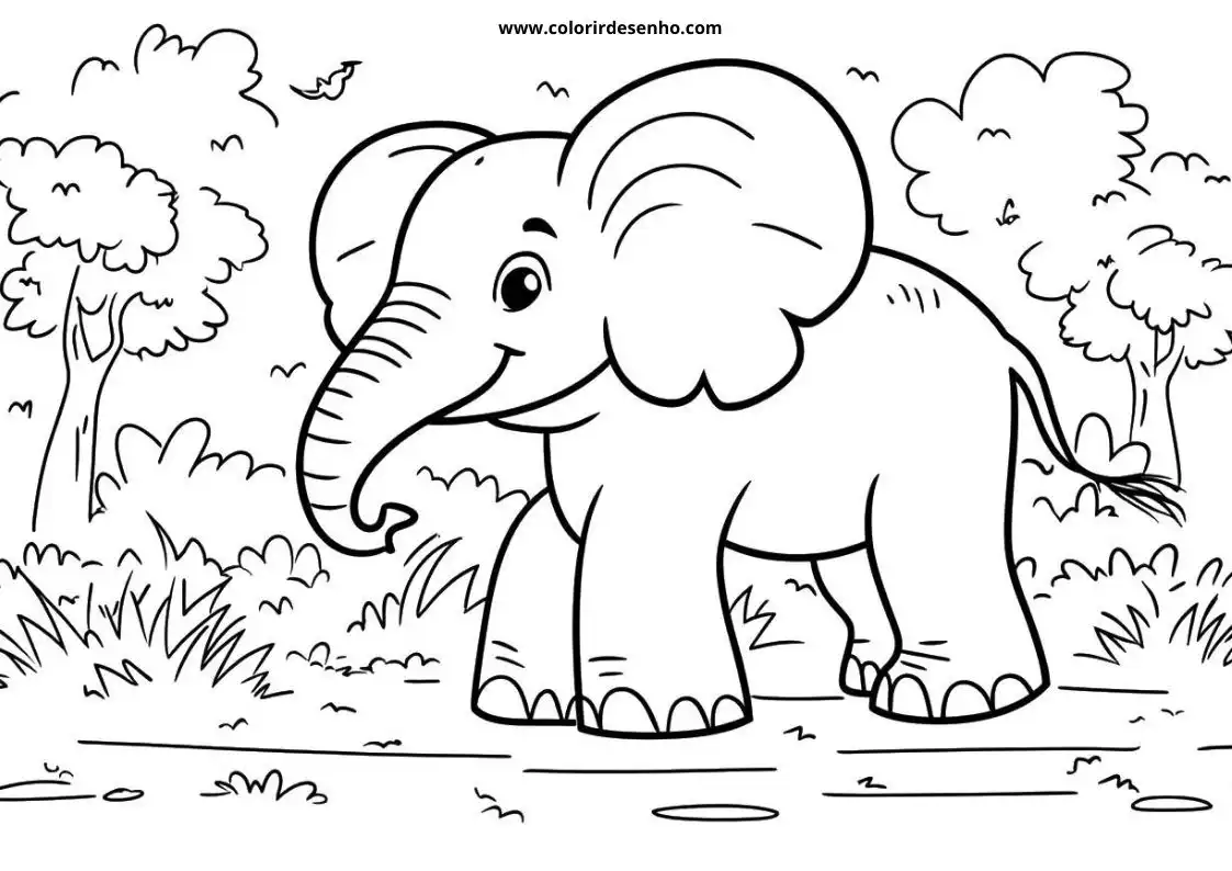 Free Elephant Coloring Pages Download 10