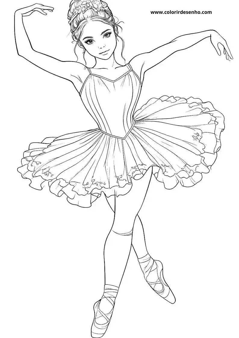 Free Printable Ballerina Coloring Pages in PDF 19