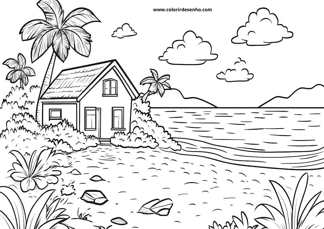 Free Printable Beach Coloring Pages in PDF 2