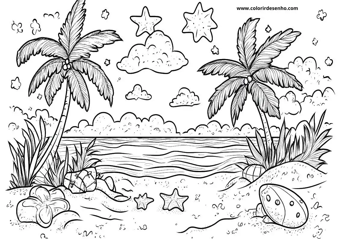 Free Printable Beach Coloring Pages in PDF 3
