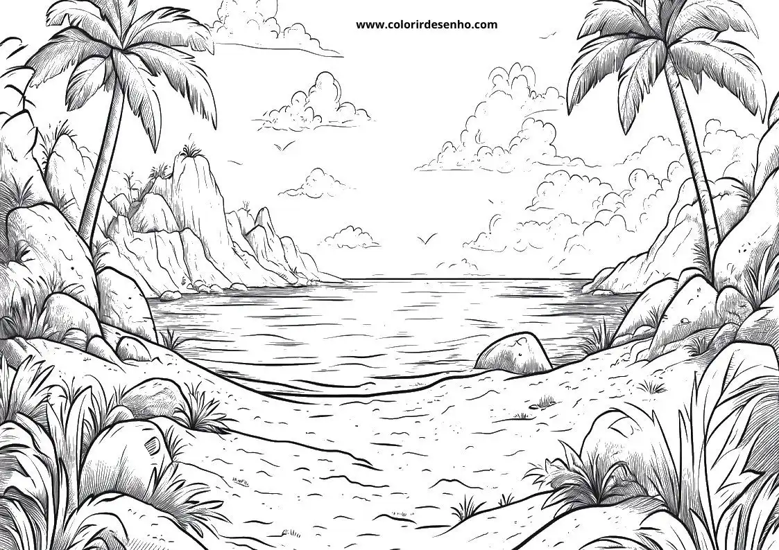 Free Printable Beach Coloring Sheets 1