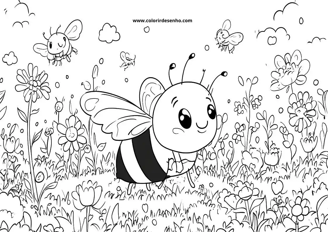 Free Printable Bee Coloring Pages in PDF 3