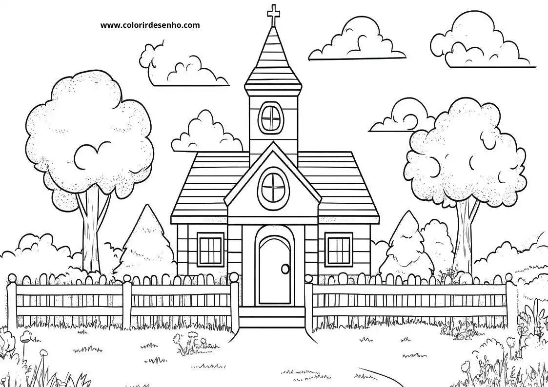 Free Printable Church Coloring Pages in PDF 3