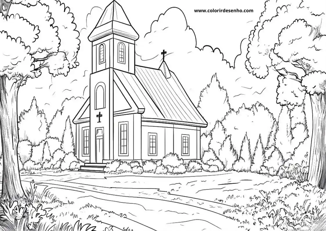 Free Printable Church Coloring Pages in PDF 6