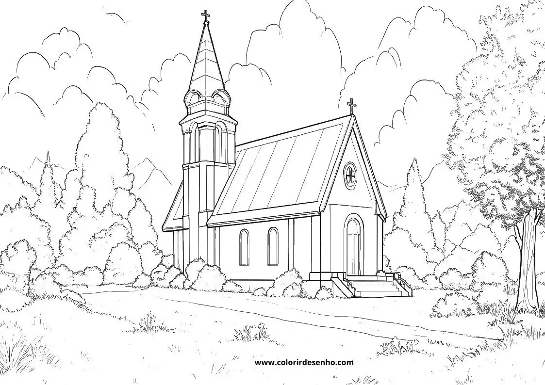 Free Printable Church Coloring Pages in PDF 8