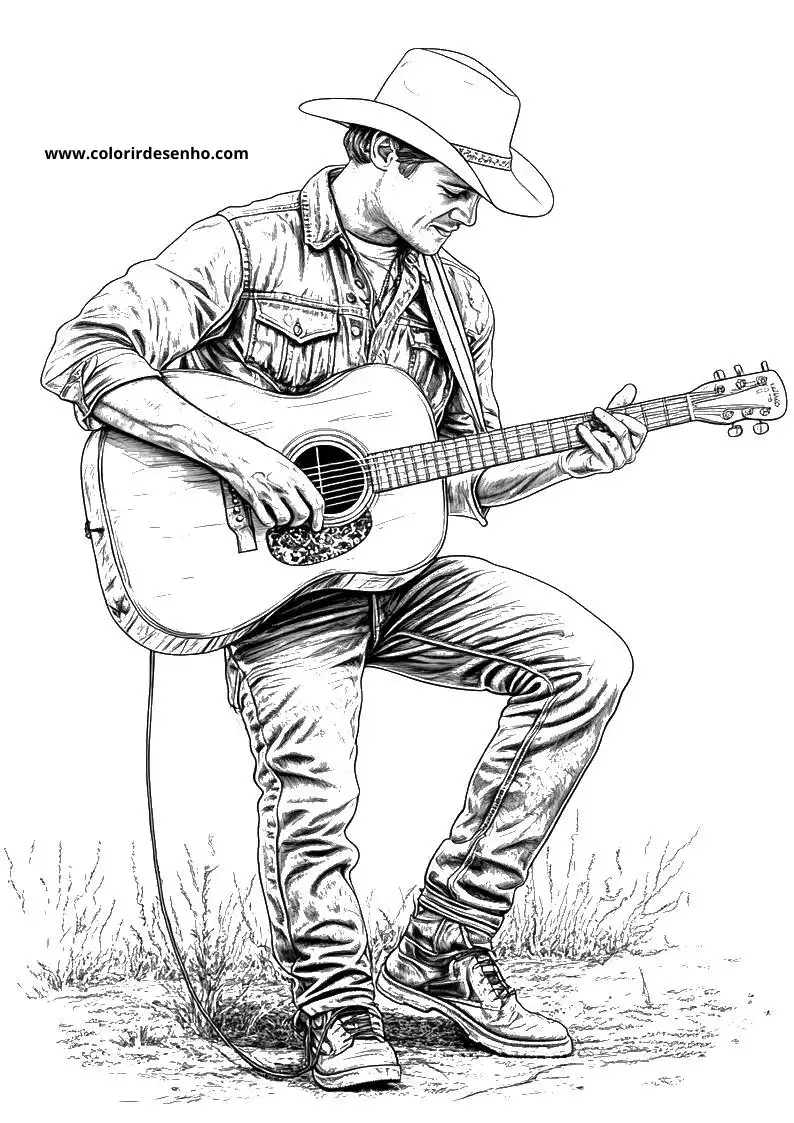Free Printable Country Music Coloring Pages in PDF 8