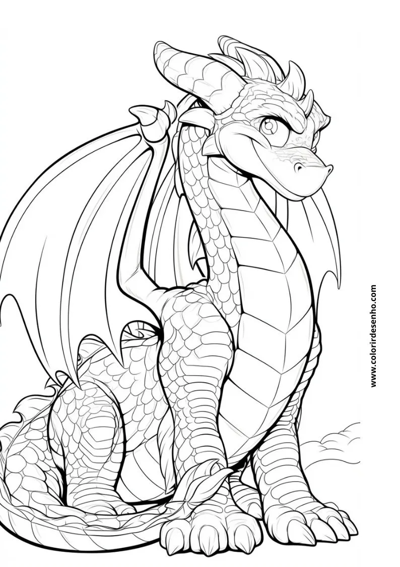 Free Printable Dragon Coloring Pages in PDF 15
