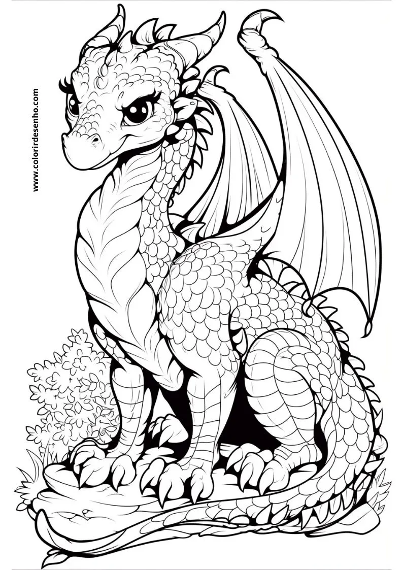 Free Printable Dragon Coloring Pages in PDF 18