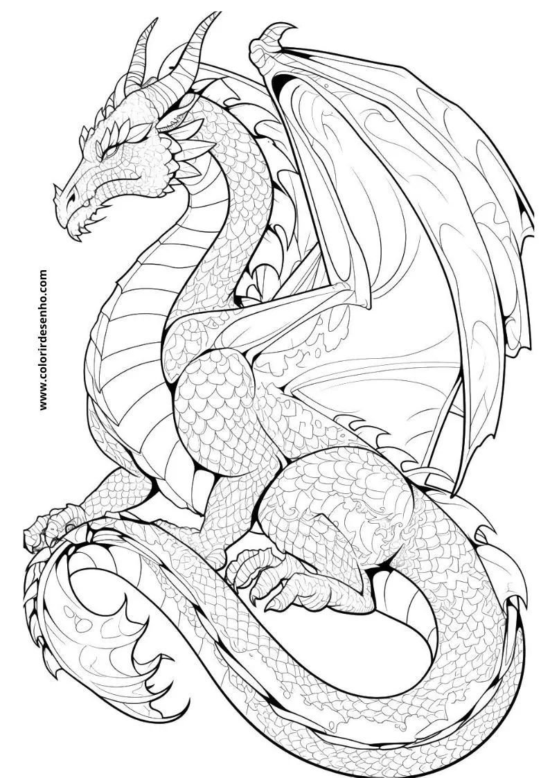 Free Printable Dragon Coloring Pages in PDF 19