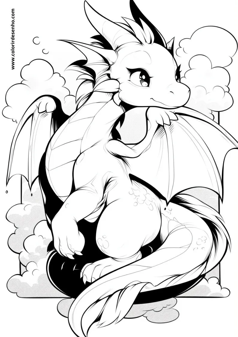 Free Printable Dragon Coloring Pages in PDF 23