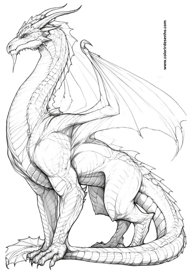 Free Printable Dragon Coloring Pages in PDF 6