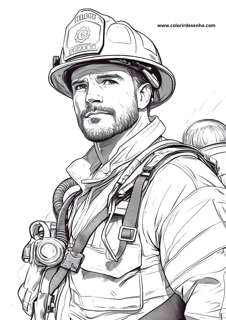 Free Printable Firefighter Coloring Pages in PDF 1