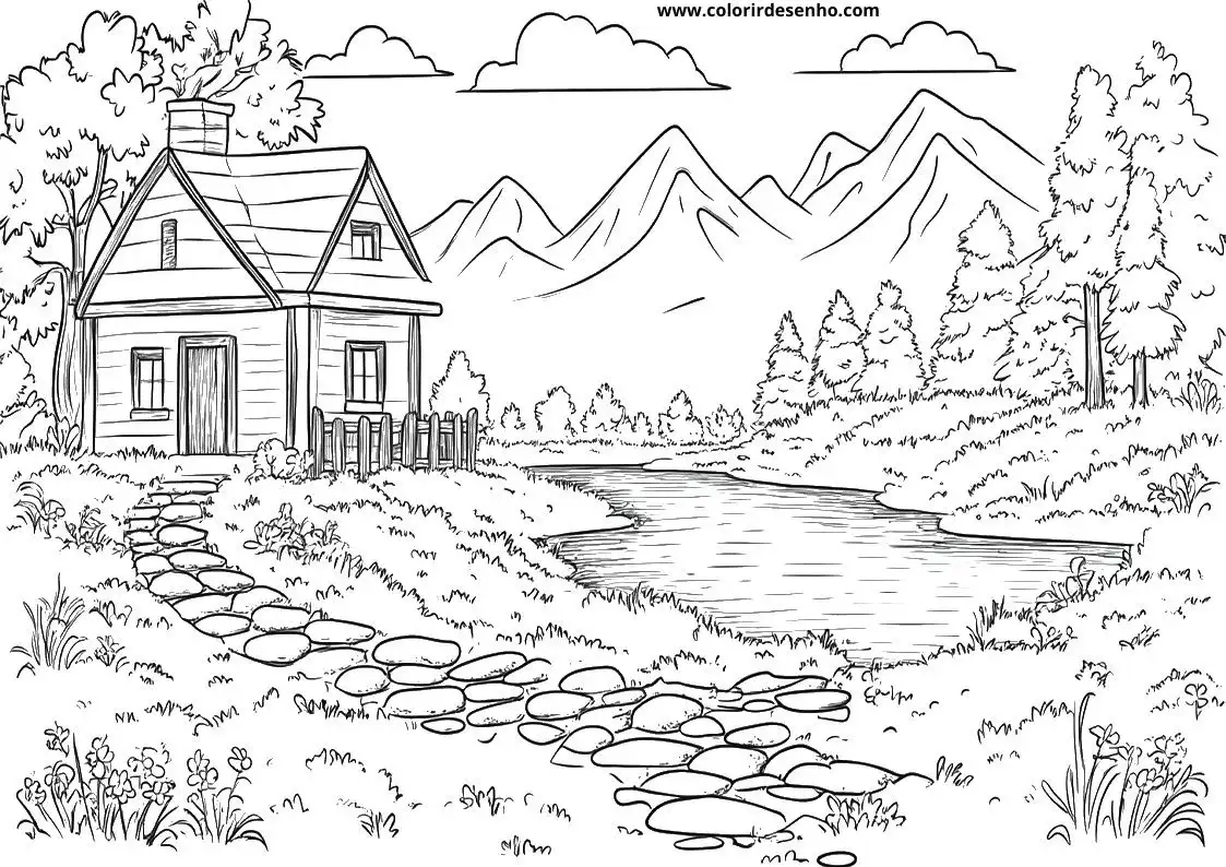 Free Printable Landscape Coloring Pages in PDF 4