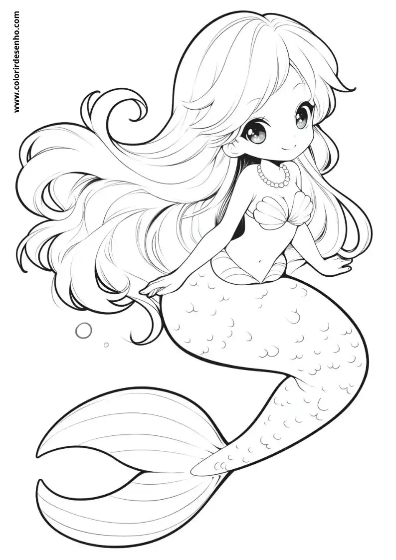 Free Printable Mermaid Coloring Pages in PDF 2