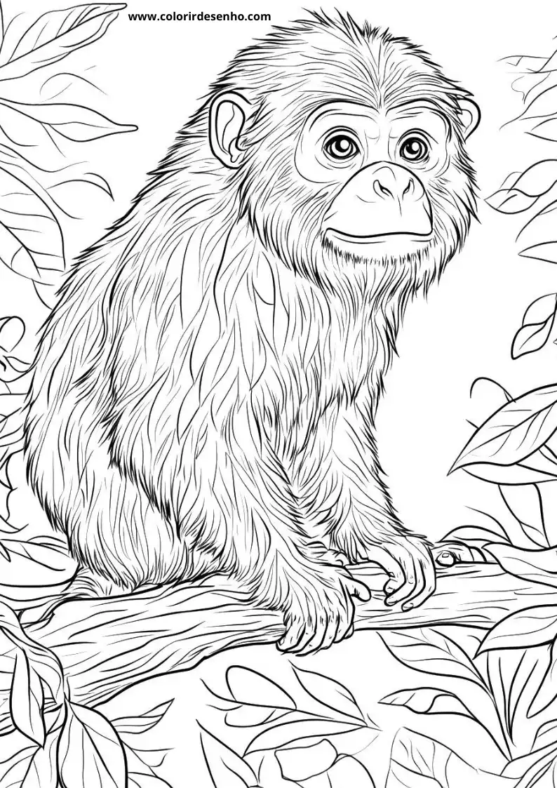 Free Printable Monkey Coloring Pages in PDF 11