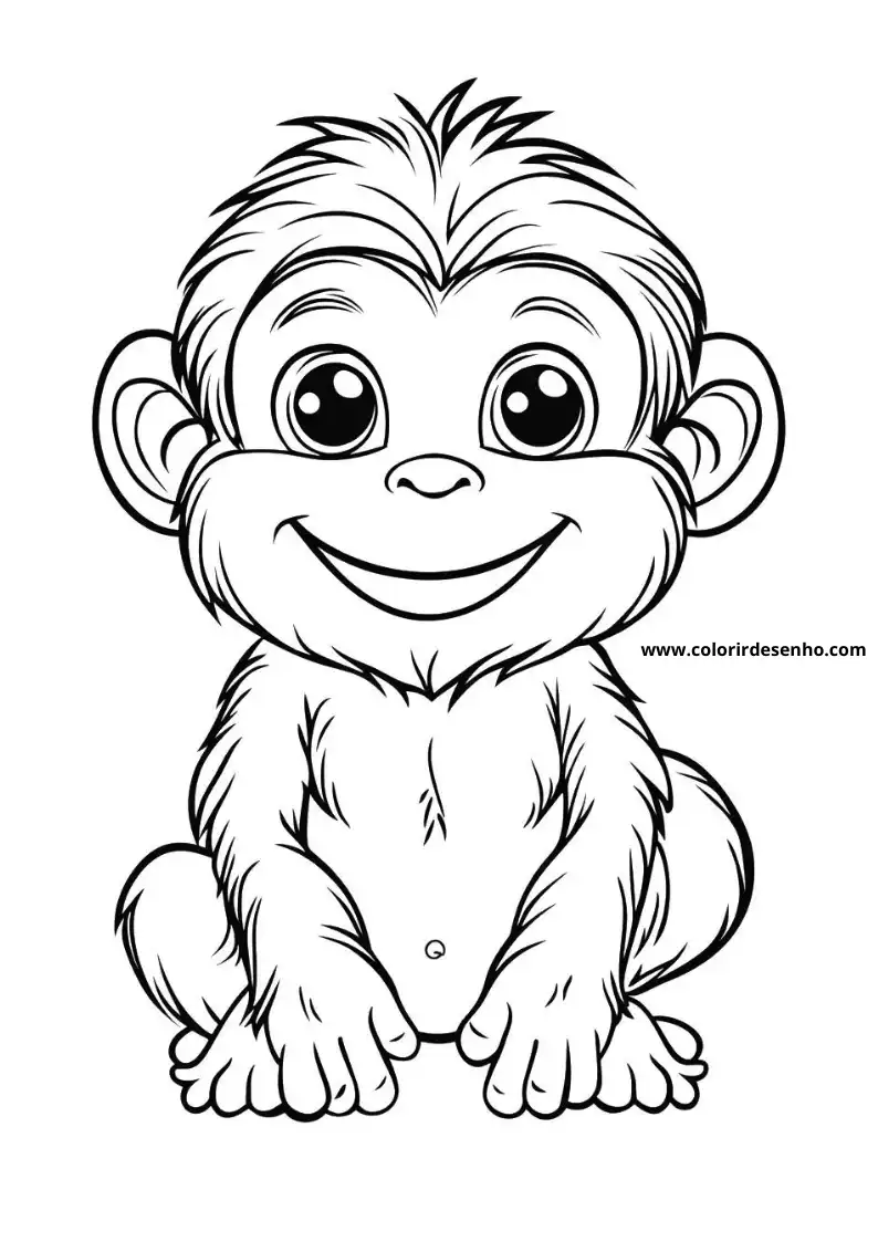Free Printable Monkey Coloring Pages in PDF 18