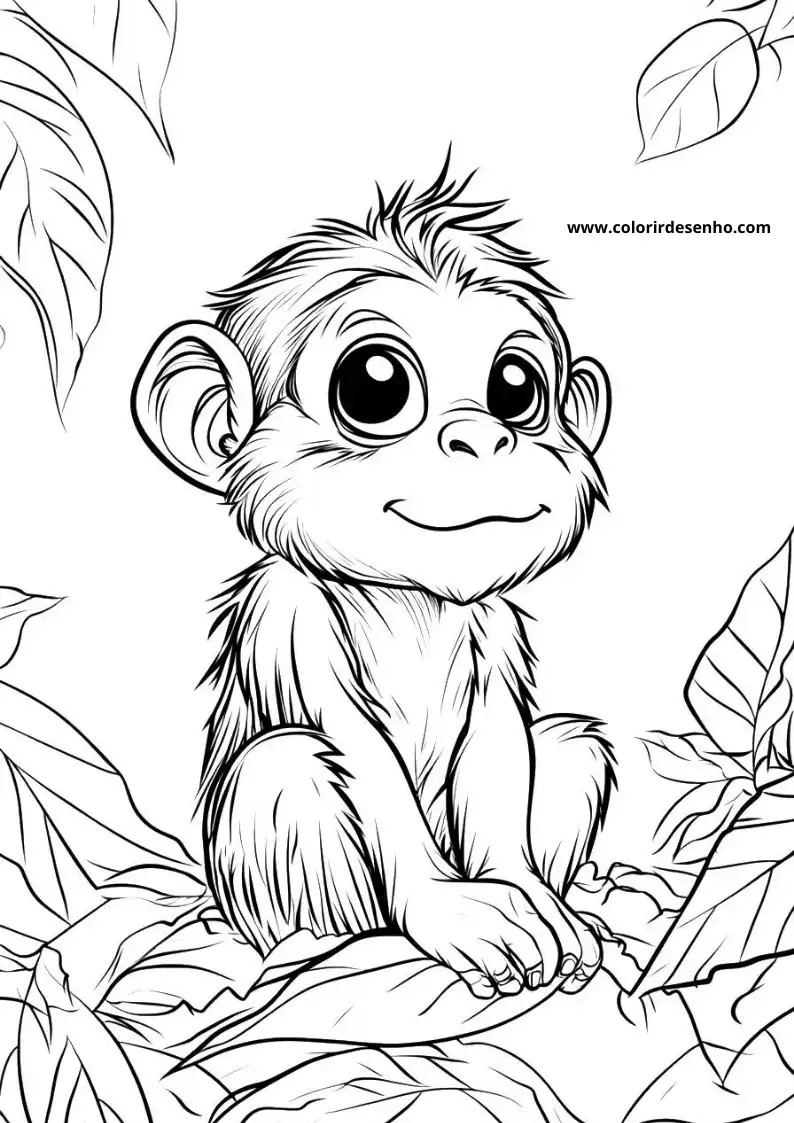 Free Printable Monkey Coloring Pages in PDF 2