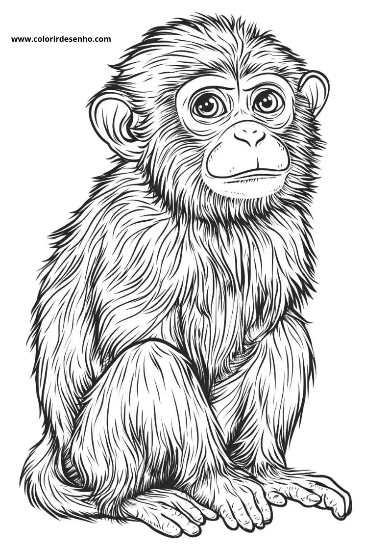 Free Printable Monkey Coloring Pages in PDF 3
