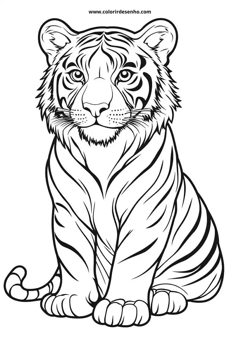 Free Printable Tiger Coloring Pages in PDF 19