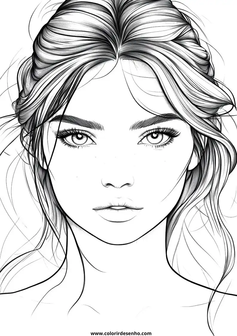 Free Printable Woman's Face Coloring Pages in PDF 3