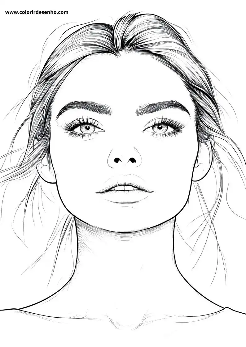 Free Printable Woman's Face Coloring Pages in PDF 7