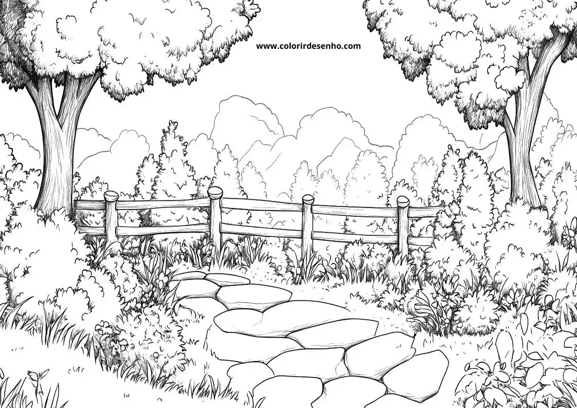 garden pathway winding through garden beds and trees