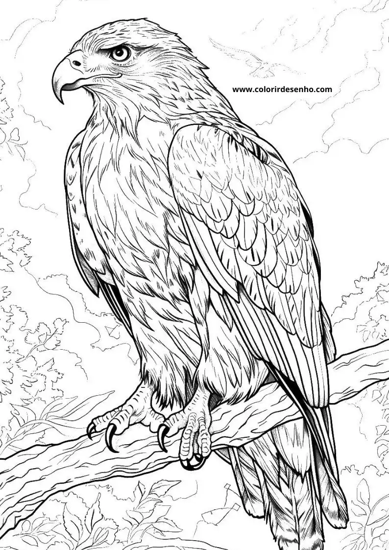 Hawk Coloring Page Outline 2