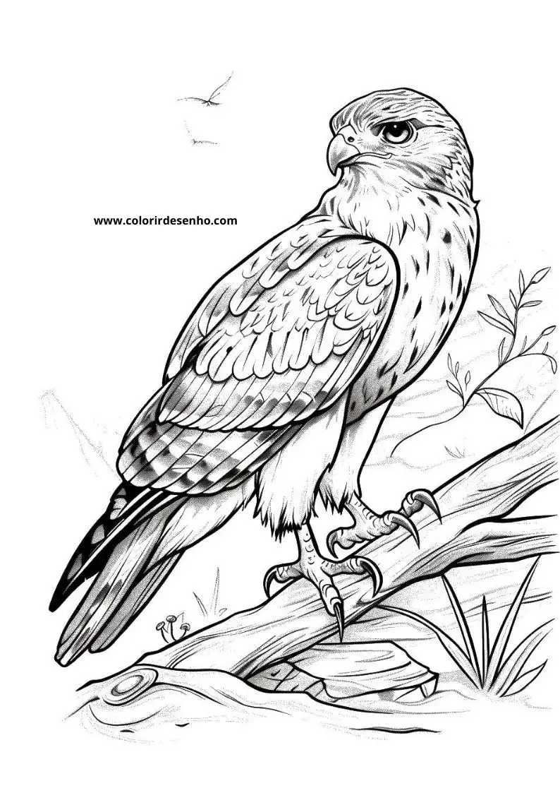 Hawk Coloring Page Outline 5