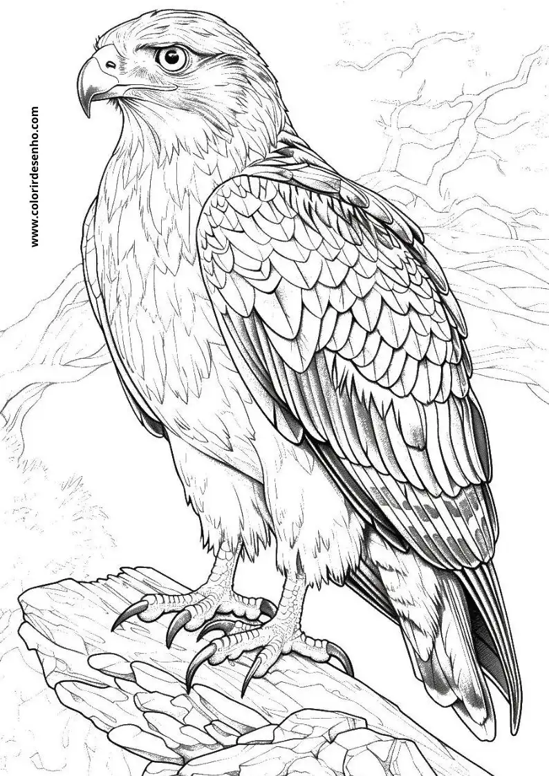 Hawk Coloring Page Outline 7