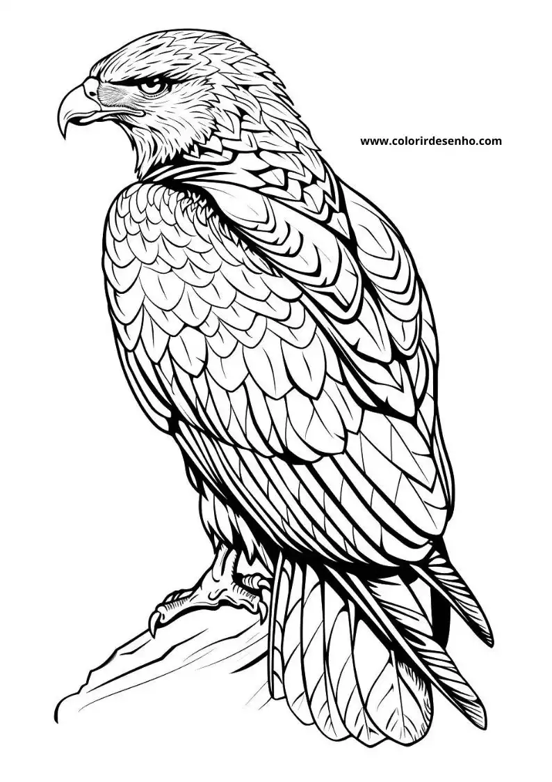 Hawk Coloring Pages For Kids And Adults 3
