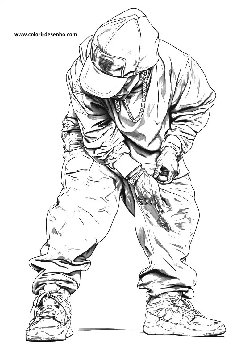 Hip Hop Coloring Page Outline 10